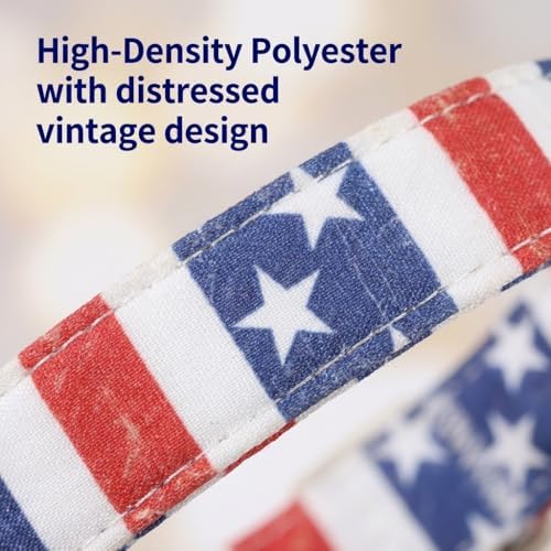 American Flag Dog Collar, Patriotic Dog Collar for Boys Girls Dog, Adjustable Puppy Collar with Star Pattern for 4th of July Occasion & Daily Walking, Fits Small Breeds