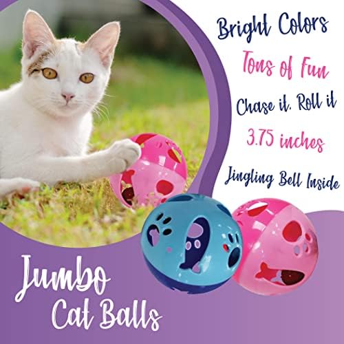 Large Cat Ball Toy with Bell – Pink (3 Pack)