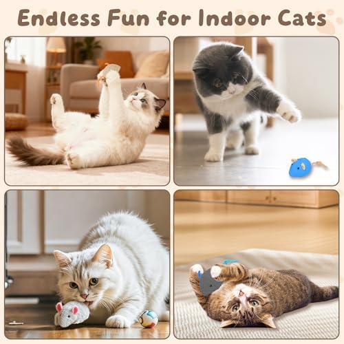 20PCS Cat Catnip Mice Toys, Mouse Toys for Cats, Interactive, Encourages Agility, Coordination, for Indoor Cats and Kittens, Cat Chew Toy for Exercise for Pet Cat Kitten Kitty