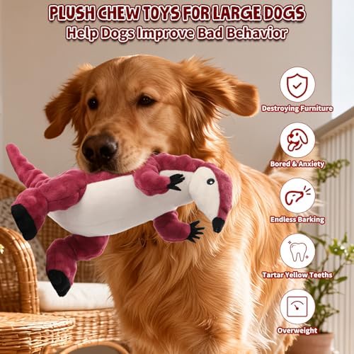 loncoldy Plush Chew Toys for Dogs Squeaky Dog Toys for Medium Small Dogs Tough Stuffed Animal Plush Dog Toy to Keep Them Busy