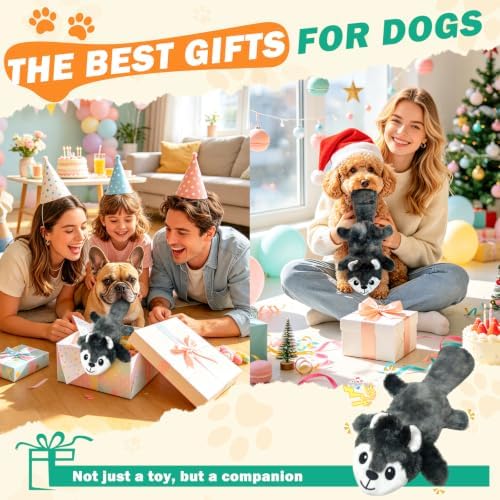 Fuufome Interactive Squeaky No Stuffing Crinkle Chew Toy for Dogs