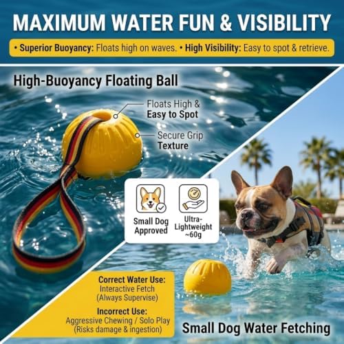Small Dog Ball with Strap, Floating EVA Interactive Toy