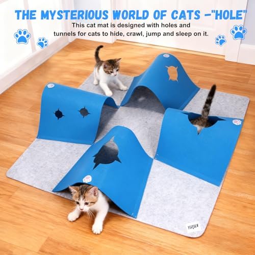 4-Way Cat Tunnels for Indoor Cats, Interactive Toys with Plush Ball