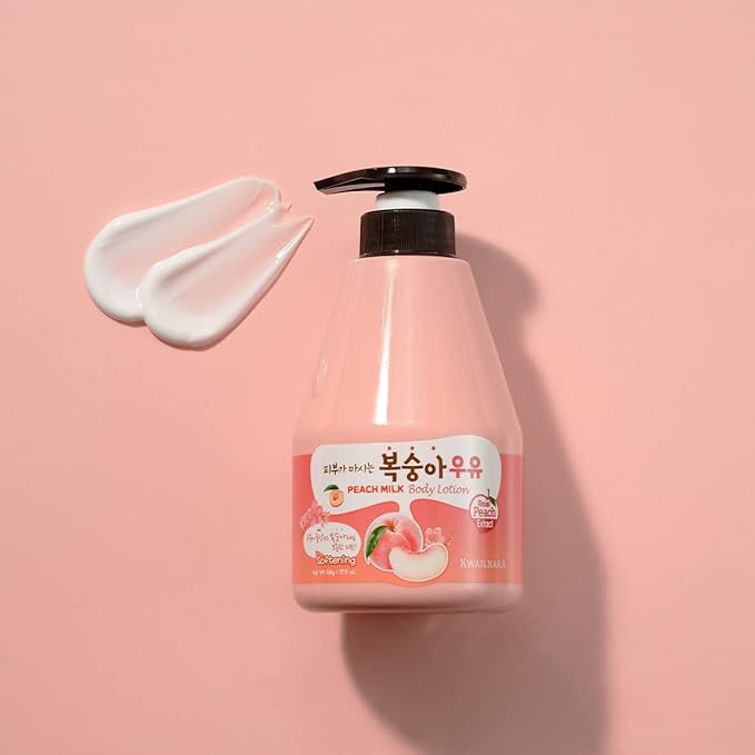 WELCOS KWAILNARA Peach Milk Body Lotion (19.75 Fl Oz) – Korean Body Lotion for Smooth & Soft Skin | Milk Protein, Royal Jelly, & Peach Extract for Radiant Skin | Paraben-Free & Non-Greasy