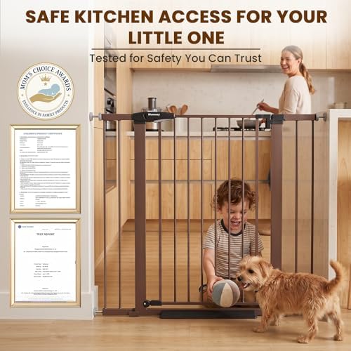 Mumeasy 36" High Extra Tall Dog Gate, 29.7"-40.5" Wide Pressure Mounted Tall Baby Gate for Dog, Auto Close Pet Gate with Door for Stairs,Doorways,House,Black
