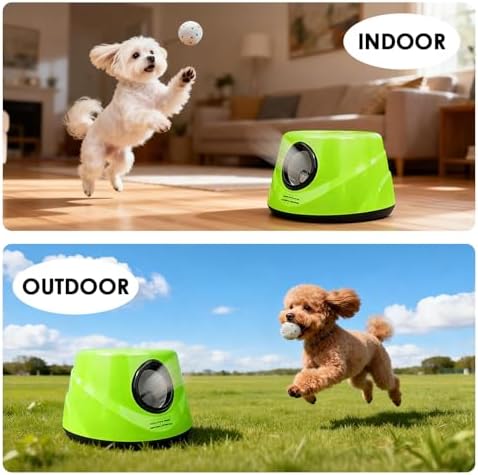 Dog Ball Launcher, Automatic ball launcher for dogs, Interactive dog toys for small and medium-sized dogs (indoor/outdoor) Includes 3 ETPU balls, Ball Launcher with 3 Adjustable Distance Settings