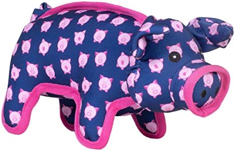The Worthy Dog Animal Pattern Tough Plush Squeaky Dog Toy, Wilbur Pig