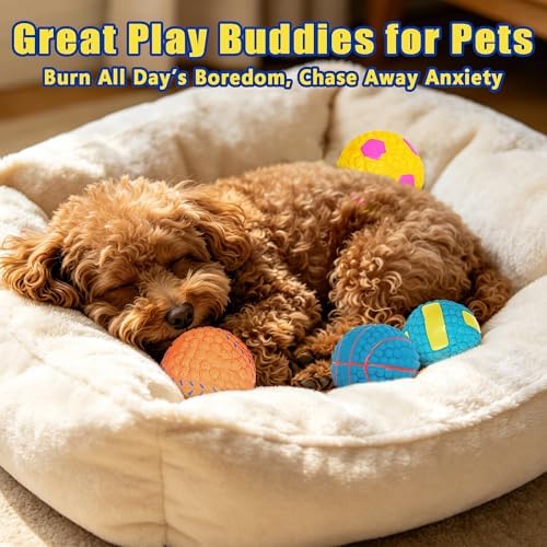 2.6" Squeaky Dog Balls, Interactive Latex Dog Squeaky Toys Soccer Ball Durable for Puppy Small Medium Dogs 4 Pack