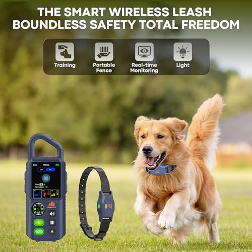 Wireless Dog Fence with Remote Training Collar, 1100 Yard Range, Waterproof E-Collar, 3 Training Modes, Compass & Flashlight for Medium Large Dogs