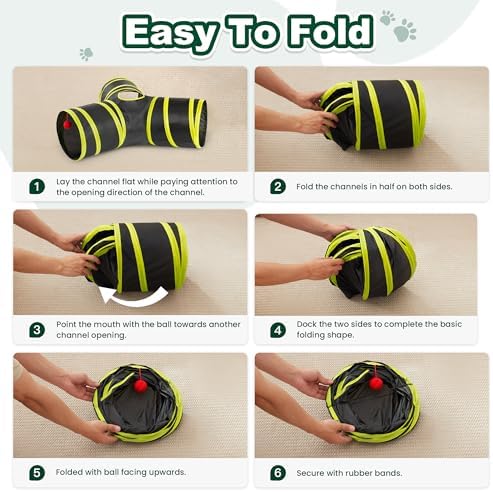 Love's cabin Cat Tunnel for Indoor Cats, 3-Way Collapsible Play Tunnel
