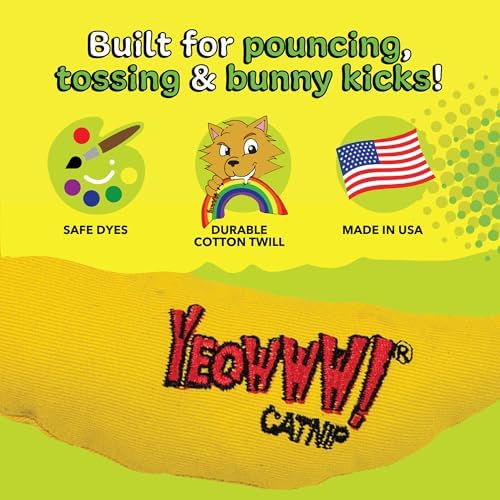 Yeowww! Catnip Chi-CAT-a Banana Toy for Cats - 7 Inches - Durable Cotton Twill - Made in the USA - Stuffed with Organically Grown Catnip (Pack of 3)