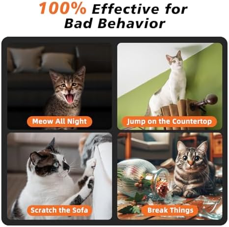 Tiniest Cat Shock Collar, Lightest Cat Training Collar with Remote for Small Cats 5-15lbs & Medium Large Cats/Puppies, Waterproof, Rechargeable, 1300ft Range (Black)