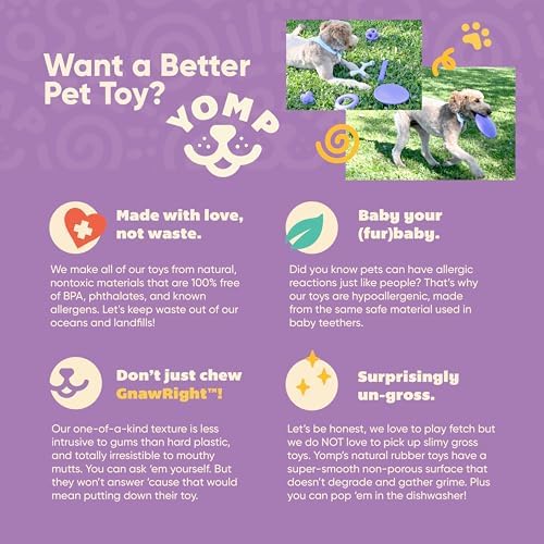Yomp FetchFlyer MAX Dog Frisbee – Interactive Flying Disc Toy for Soft and Medium Chewers – Outdoor Fetch Toy for Dogs – Made from Pet-Safe, Non-Toxic, All-Natural Rubber