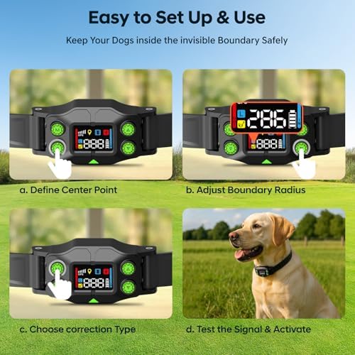 Wireless Dog Fence with Radius 25-999 Yards for Outdoor Use