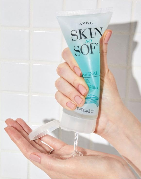 AVON Skin So Soft Original Gelled Body Oil with Jojoba Oil – 24-Hour Hydration, Body Moisturizing Gel for Dry & Sensitive Skin – Non-Greasy, Fresh Herbal Scent, Dermatologist Tested – 6.76 fl. oz