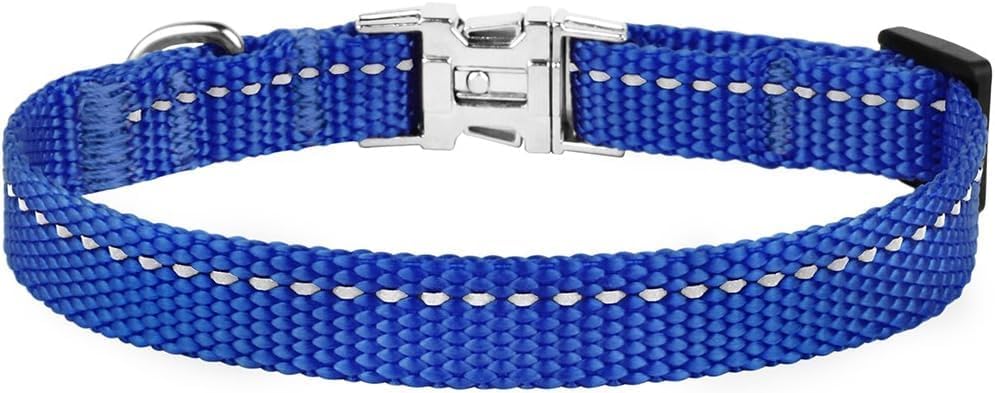 Reflective Dog Collar, Quick-Release Buckle (Blue, 7-11 Inch)