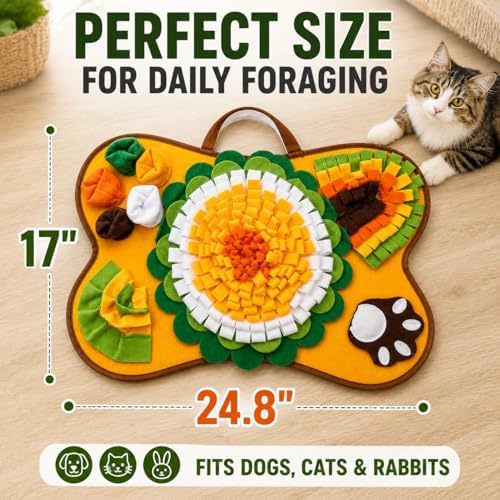 Snuffle Mat for Dogs, Interactive Dog Enrichment Toy and Slow Feeder, Nose Work Foraging Mat for Mental Stimulation, Indoor Activity and Boredom Relief
