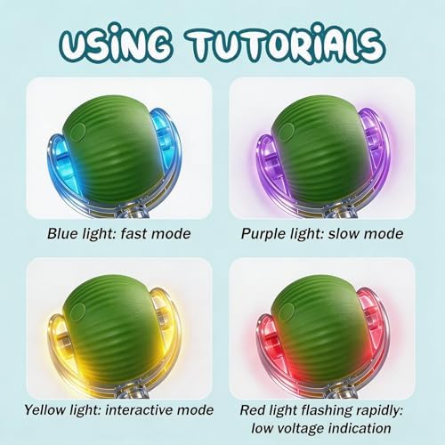Interactive Smart Wake Pet Ball with Teaser Tail for Cats & Dogs(Green)