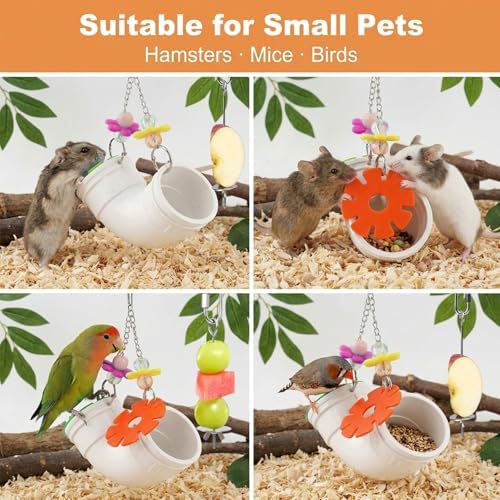 Rat Enrichment Toys, Interactive Foraging & Slow Feeder Toy with Hanging Design, Adjustable Mental Stimulation Puzzle for Rats, Hamsters, Parakeets, Preven ts Boredom