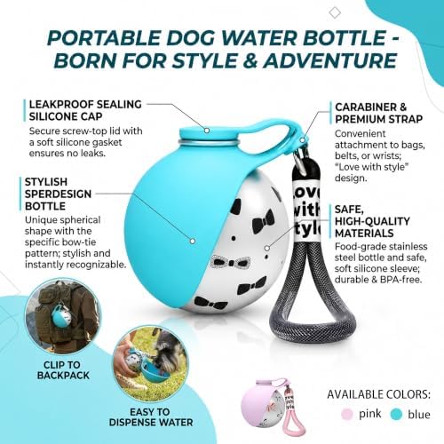 Portable Pet Water Bottle & Collapsible Dog Bowls, Spill Proof Water Dispenser, Cat Food Container & Dog Treat Holder, Small Size Pet Supplies Travel Accessories for Puppy (Blue)