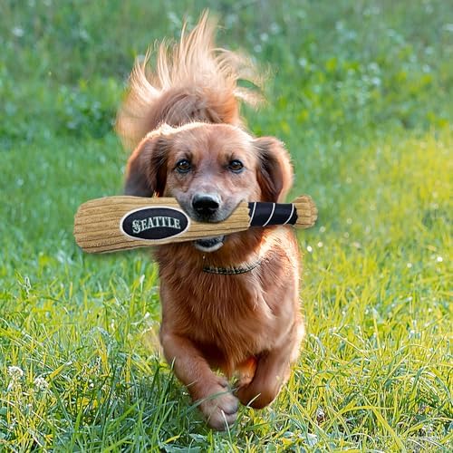 MLB Seattle Mariners Baseball Bat Toy for DOGS & CATS. Soft Corduroy Plush Dog Toy with Inner SQUEAKER, MLB Chew Toys for Dogs or Cats. Durable Fun Interactive Dog Toy with Team Names and Logo