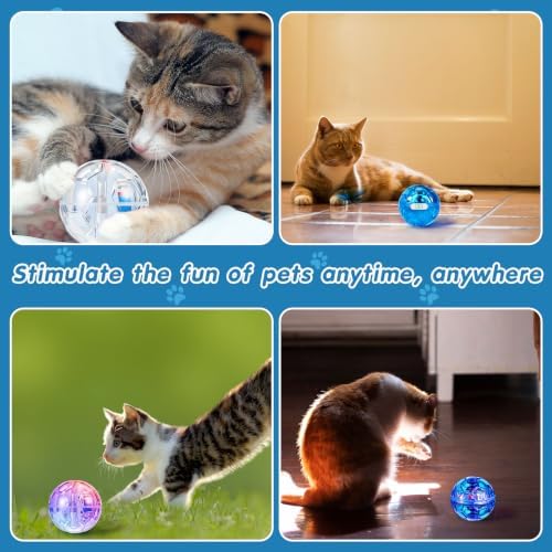 Sratte 2 Pcs Rechargeable Light up Cat Ball Ghost Hunting, Blue