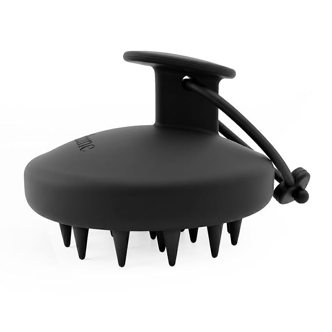 Scalp Massager Shampoo Brush, Soft Silicone Bristles Head Scrubber for Deep Cleansing, Dandruff Removal & Hair Growth, Ergonomic Exfoliator, Wet & Dry Use, Eco-Friendly Shower Brush, Black