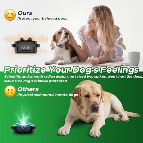 Dog Bark Collar for Large Medium Small Dogs, Smart Rechargeable Barking Collar with 5-Level Sensitivity, 3 Beep & Vibration Modes, Waterproof