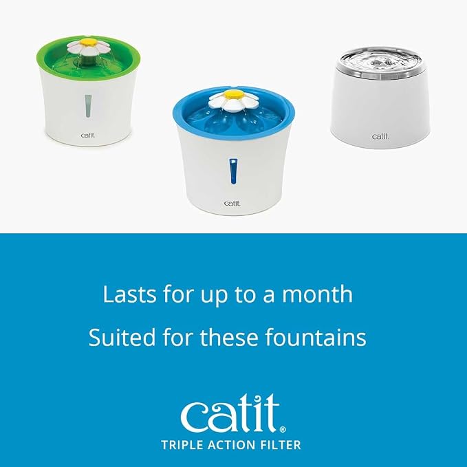Catit Triple Action Replacement Original Water Fountain Filters, 2 Pack – Official Replacement Filters for Catit Cat Drinking Water Fountains | Official Replacement Filters for Catit Cat Drinking Water Fountains