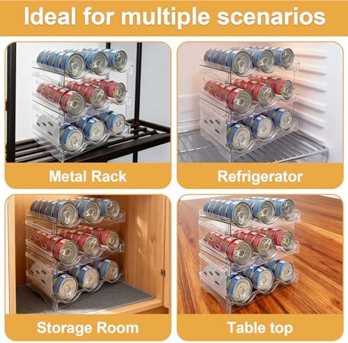 Cat Food Can Organizer 3-Tier Hold 54 Cans 3.5oz Transparent Cat Can Rack