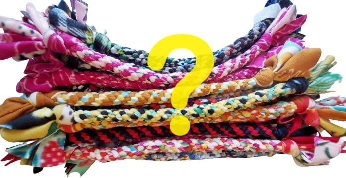 Dog Puppy Tug Pull Toy Rope Play Durable Interactive Entertaining Heavy Duty Fleece Round Square Braid by Knots SO Fast (Mystery 1 pc)