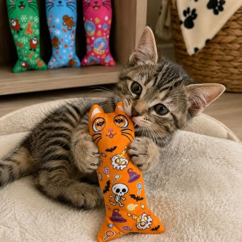 Halloween Christmas Cat Catnip Toys for Indoor Cats Random 4 Pcs