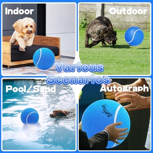 Banfeng Big Tennis Ball for Dogs, Giant Dog Tennis Ball Toy Large Outdoor Sports Gift for Small Medium Large Dog (Blue, 9.5 inch)