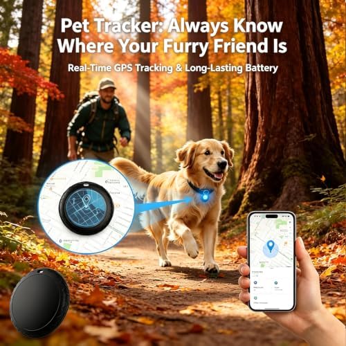 GPS Tracker for Dogs/Cat(2026 MFi Certified - Long Standby)Smart Collar with Real-Time Location - Pet Location Tracker with Holder, No Monthly Fee/No SIM Card,Works with iOS Find My,Ultra-Slim,IP68-W