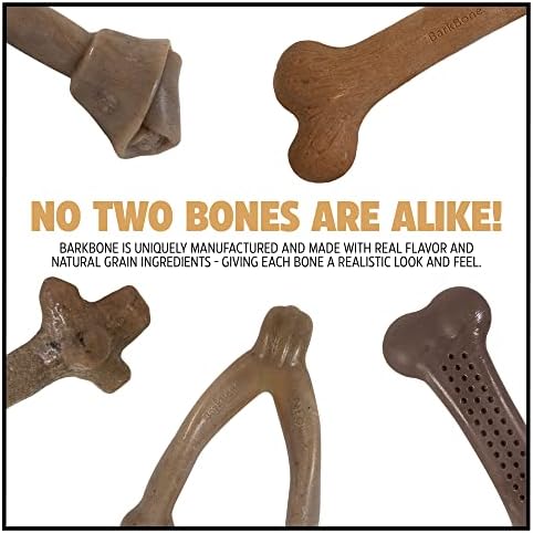 Pet Qwerks Pigs Ear BarkBone - Nylon Dog Bone for Aggressive Chewers - Bacon Flavor - 6" (Pack of 3)