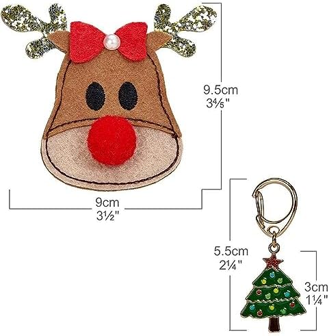Blueberry Pet Christmas Accessory Set of Collar Slide Hair Clip and Pedant for Dogs & Cats, Reindeer Decor and Tree Tag