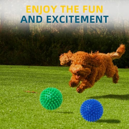 SHARLOVY 4.5'' Squeaky Dog Toy Balls for Large Breeds,Durable Spiky Ball