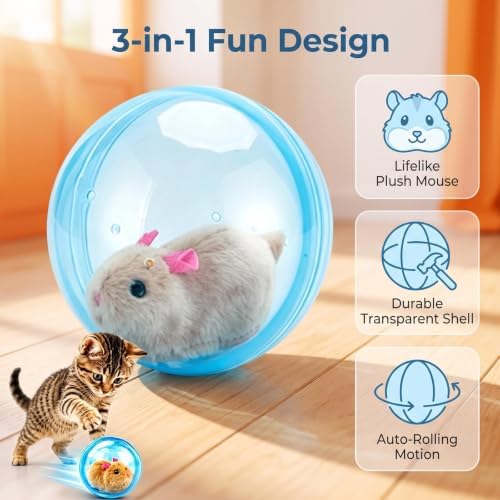 Interactive Rolling Cat Ball,2026 New Self-Rolling Interactive Cat Ball