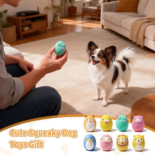 SCHITEC Squeaky Puppy Toys, Interactive Animal Dog Toy Pack, Cute Latex Rubber Squeak Pet Balls for Puppies Mini Small Breed Dogs