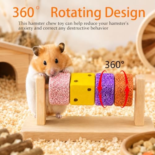 Hamster Toys for Chewing, Pumice Chew Blocks for Grinding Teeth