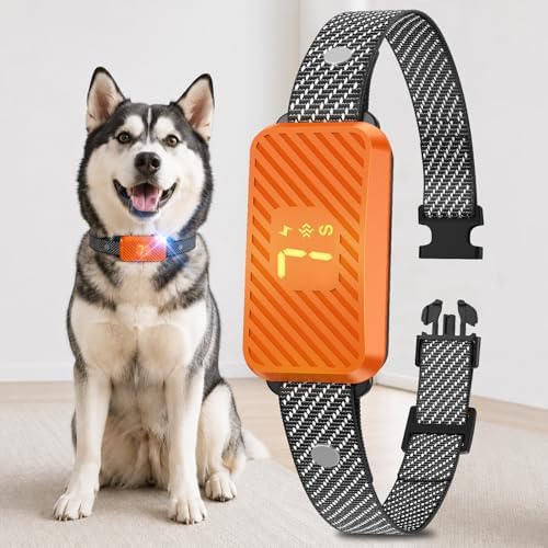 Smart Bark Collar for Large Medium Small Dogs, Effective No-Bark Collar, Bark Collar with 7 Sensitivity, 3 Modes, Light Orange