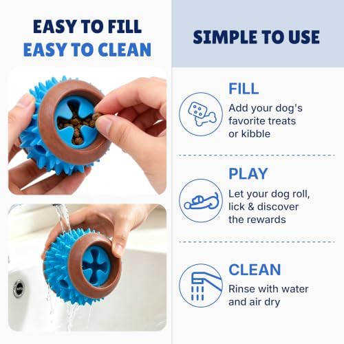 Dog Treat Ball, Treat Dispensing Puzzle Toys for Small & Medium Dogs, Blue