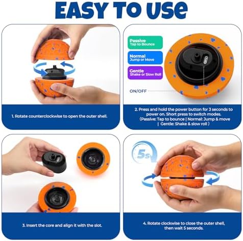 Fsitego Interactive Dog Ball Toys, Automatic Moving Bouncing, Rotating Smart Dog Toy for Small, Medium, Large to Keep Them Busy, Durable E-TPU Material & IP65 Waterproof, 5H Continuous Use(Orange)