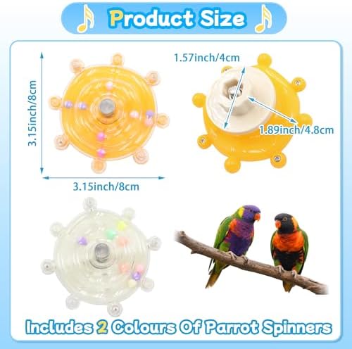 2 Colors Bird Toys for Parrots, Small Bird Cage Toys with Spinning Rattle