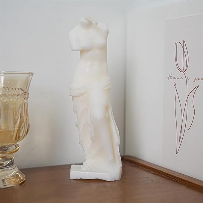 NatureMan 2 Pcs Venus Statue Scented Candle, Aroma Soy Wax Decorative Candle for Table Photo Prop Birthday Gift, for Meditation Stress Relief Mood Boosting Bath Yoga