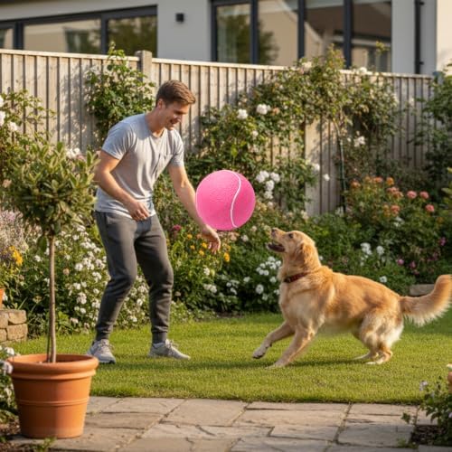 9.5" Large Dog Tennis Balls (2-Pack), Inflatable Toy with Pump