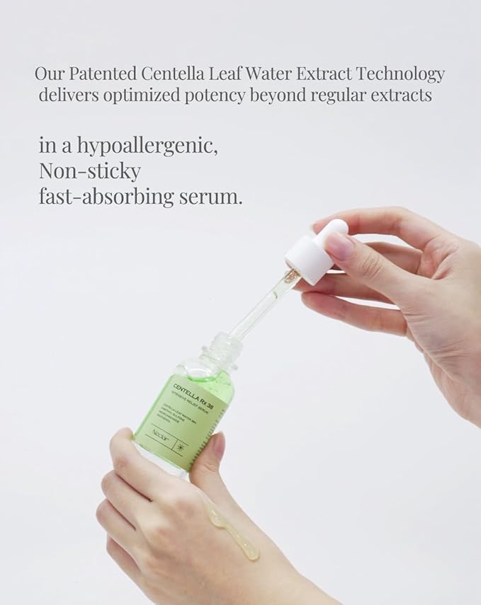 Centella Asiatica Serum Korean - Redness Corrector for Face - 38% Cica Leaf Water and Madecassoside - Ph Balanced - Barrier Support - Lightweight Calming - Rosacea Skincare Serum - Centella Ampoule