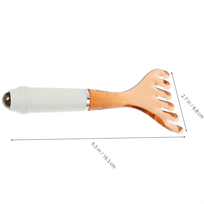 Dual Head Massage Comb with Gua Sha Tool, 6-Claw Design, Magnetic Beads, Resin Handle for Scalp, Face, Body Tension Relief