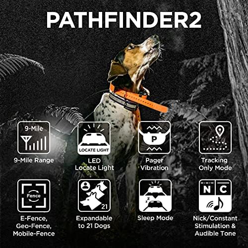 Dogtra Pathfinder 2 GPS Tracker eCollar + 2 Add-on Receivers Green & Black | 9 Mile, LED Light, No Fees, Free App, Waterproof, Smartwatch Control, Satellite Tracking, Multi-Dogs, Smartphone Required