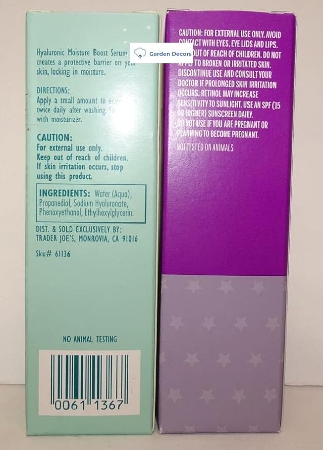 Trader Joe’s Nourish Hyaluronic Moisture Boost Serum & Retinol Night Serum with Baobab Seed Oil 1fl oz 30ml (Two Bottles)